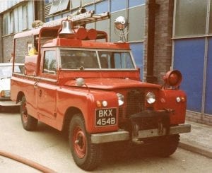 HAzells Fire engine outside J Block